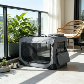 XL Collapsible Soft Dog Crate  with Mesh Windows And 3 Doors Travel Crates for Small Medium Large Dogs Pet Carrier